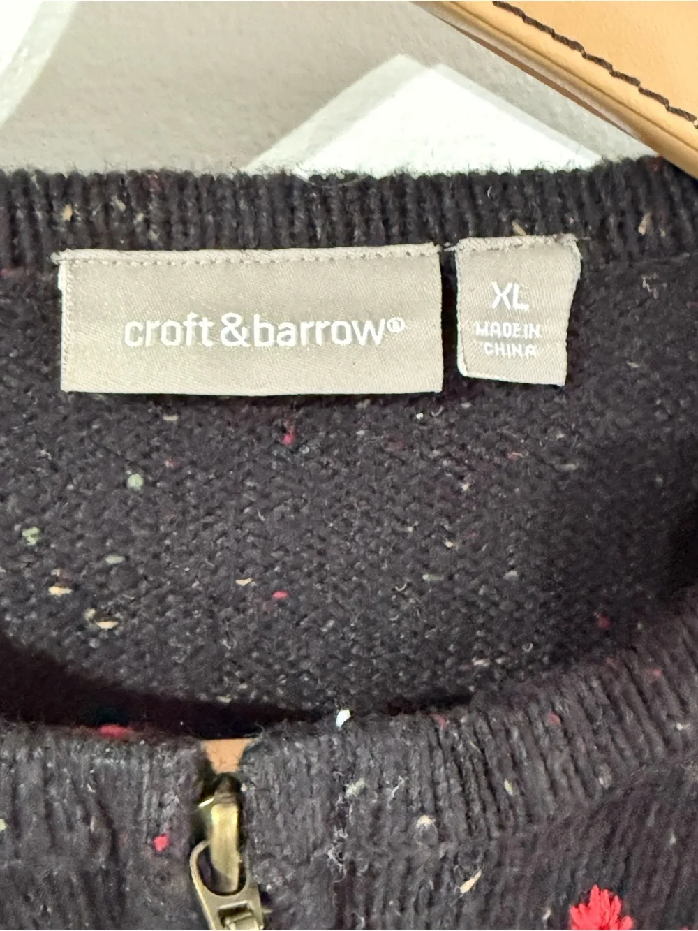 Croft & Barrow Full Zip Heavy Weight Cardigan Sweater. Vine Embroidery. Size XL